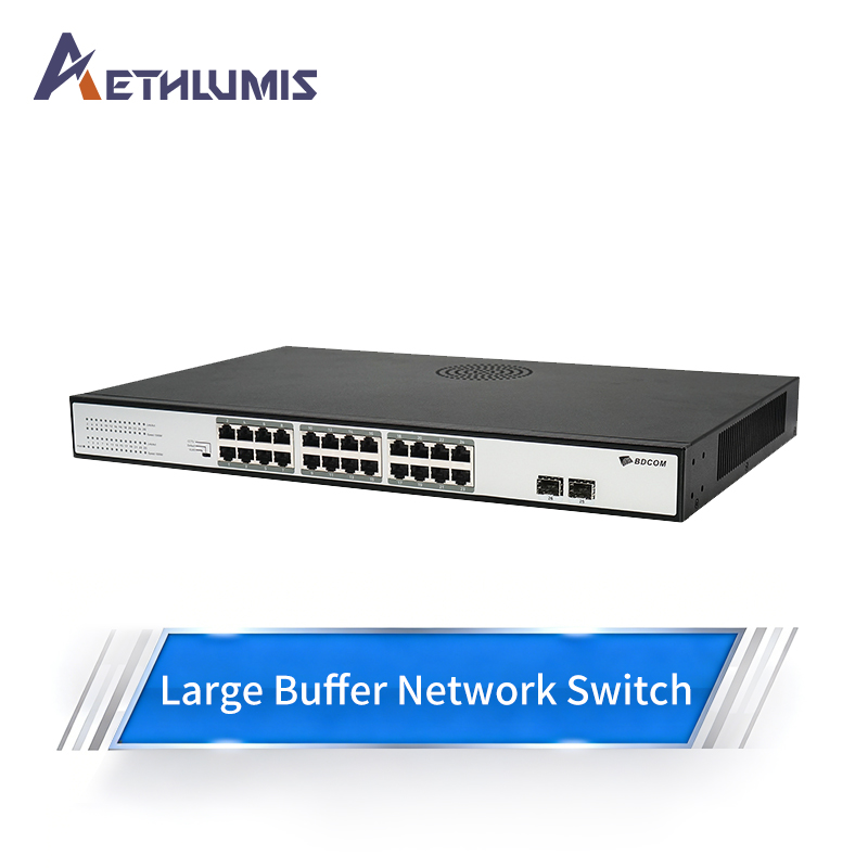 24 Port PoE Switch Gigabit Unmanaged 370W Power Budget 2 SFP Uplink Durable Rackmount Design
