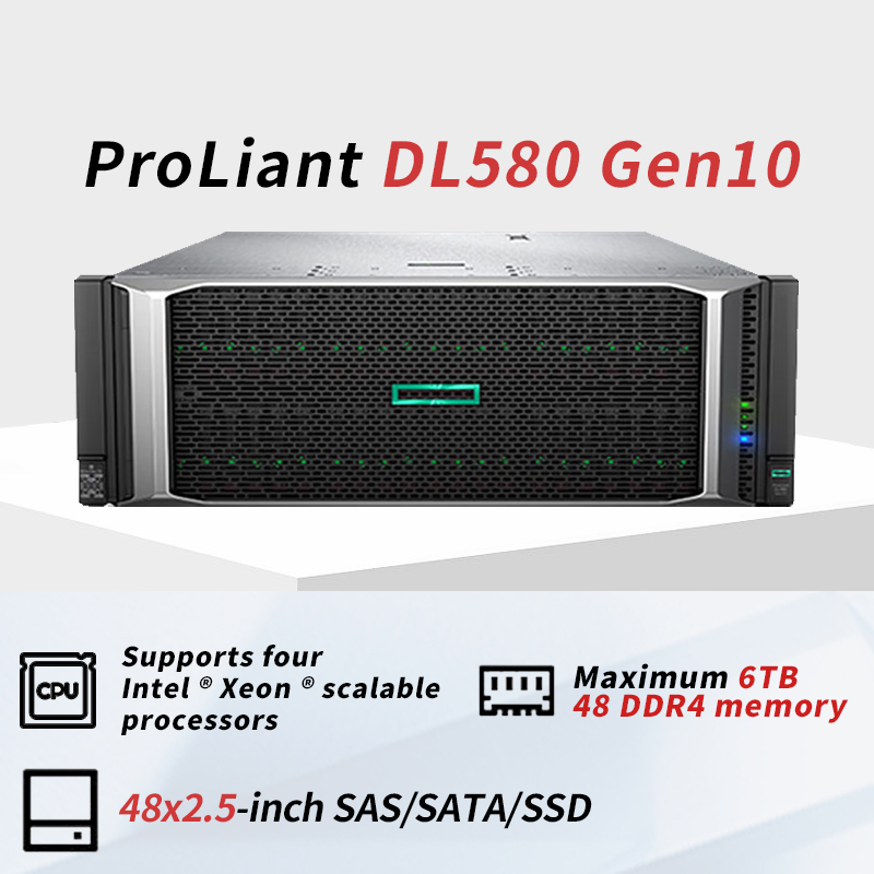 High-Performance 4U Rack Server Computer HPE ProLiant DL580 Gen10 AI GPU Deep Learning Virtualization Cloud Data Center Servers