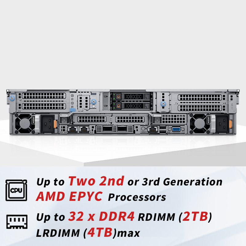 Factory Wholesale Del PowerEdge R7525 2U Rack AI Server Computer for AMD EPYC Cloud Virtualization GPU Deep Learning Rack Server
