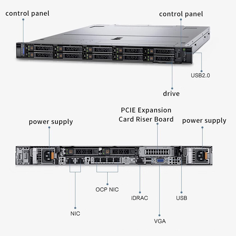 Enterprise PowerEdge R650XS 1U Rack AI Server Computer for Dual Intel Xeon GPU Deep Learning Cloud Virtualization NAS Servers