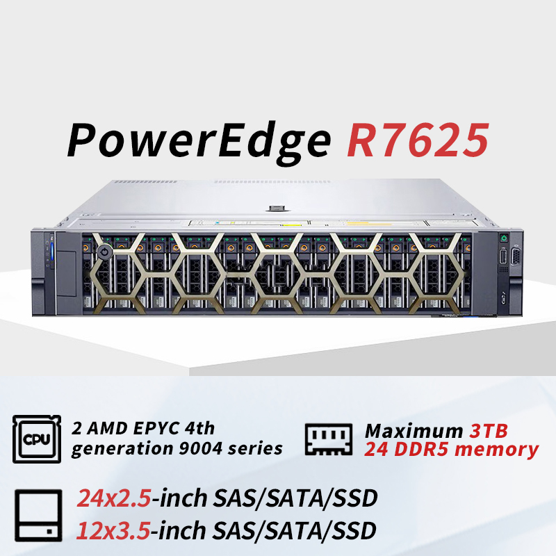 High Performance 2U Rack Server Computer Storage PowerEdge R7625 R7725 AI GPU HPC Cloud Virtualization Data Center System Server