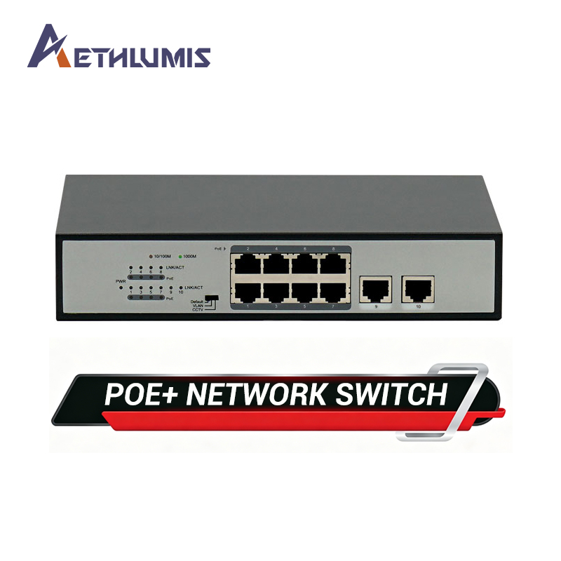 8 Port Gigabit POE Switch 120W with 2 RJ45 Uplink Unmanaged Ethernet Switch Large Buffer for IP Camera CCTV System