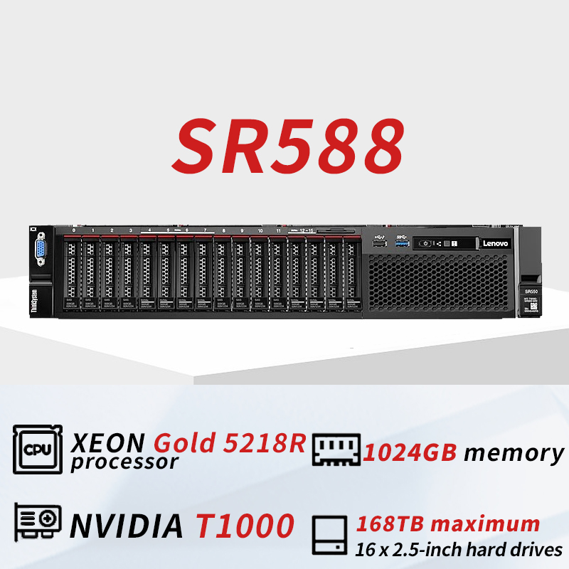 Original Lenovo Server PC SR588 HR650X 2u Rack Server Host  Enterprise GPU AI Virtualization Storage Computer Server in Stock