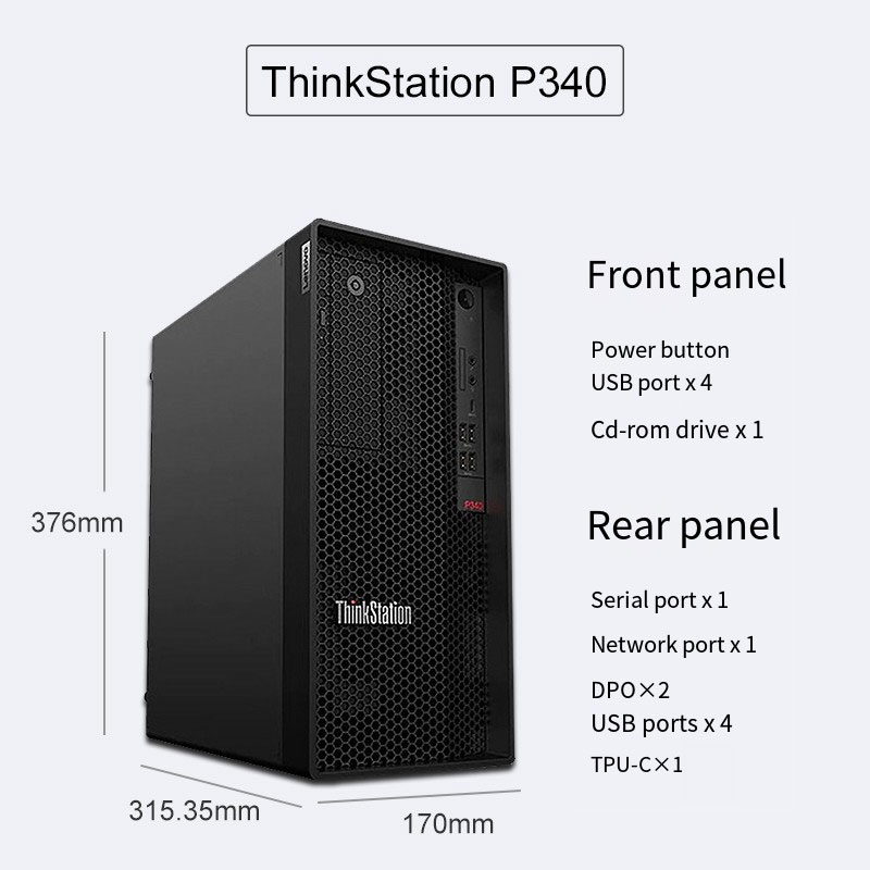 I7/I9 GPU Tower Desktop Workstation P340 16GB Memory Commercial Storage for Design Rendering Modeling Office Editing Used Stock
