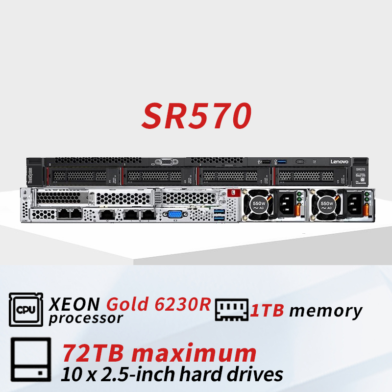 Thinksystem Sr570 1U Xeon Silver 4210R 2.4GHz 16gb Ram 2*1.2tb Sas Rack Tower