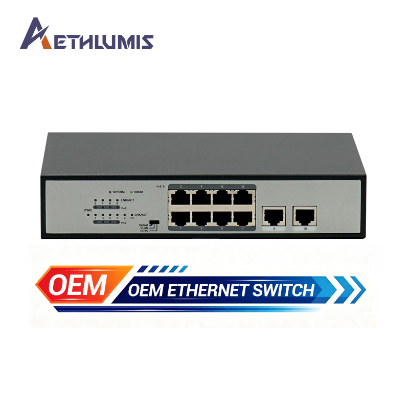 Professional 8 Port Gigabit PoE Switch 120W 802.3af/at 2 Uplink Ports Internal AC Power VLAN Isolation Function Network Switch