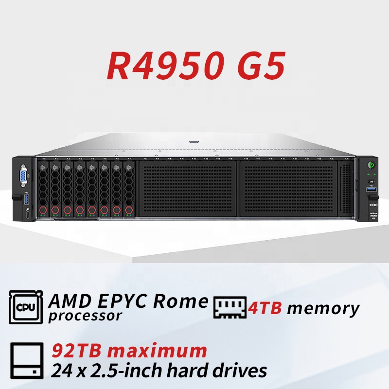 Hot Sale H3C UniServer R4950 G5 2U Rack Server Customizable AMD EPYC Processor Based in Stock and Used
