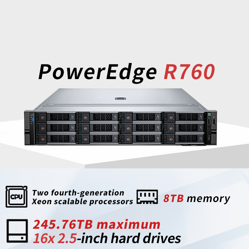 High Efficiency PowerEdge R760 Rack Computer Server for Cloud Virtualization AI Deep Learning and Data Center Hosting Server