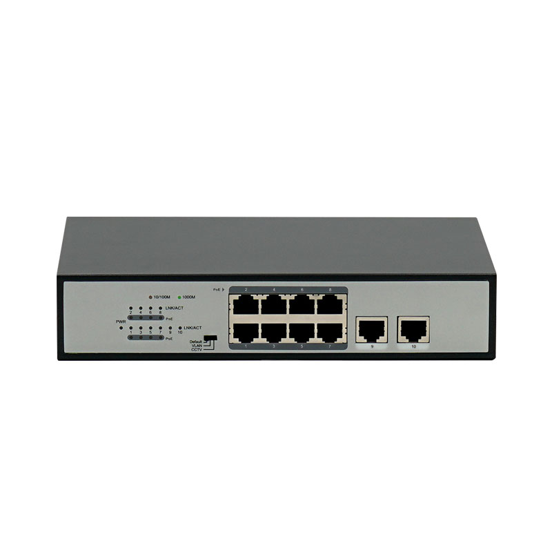 Wholesale 8 Port Gigabit PoE Switch with 2 Uplinks 120W 802.3af/at Built-in Power 6KV Lightning Surge Protect Network Switch
