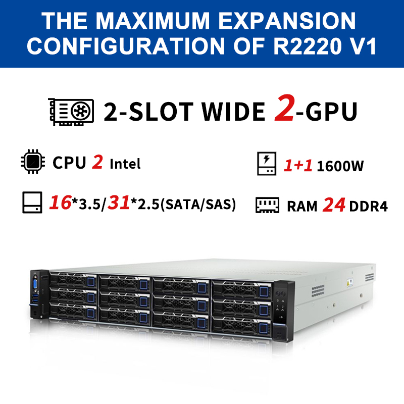 Affordable 2U Rack Server Computer with Dual CPU and GPU Support for Cloud Virtualization AI GPU Computing Deep Learning Servers