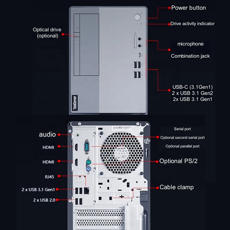 T100C Tower Server Computer Intel Desktop CPU G6400 2-Core 8GB RAM * 256G+1T Stock