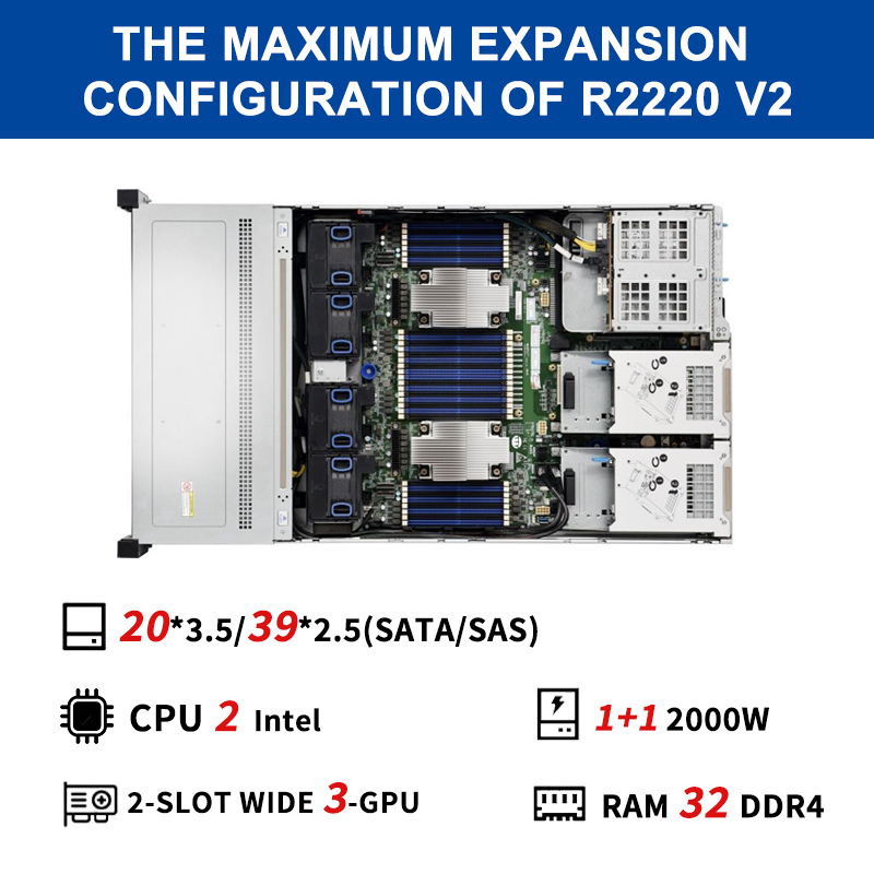 Top Rated Rack Server Computer Cloud Hosting Virtualization AI GPU Workloads NAS Storage ERP Database and Enterprise 2U Servers