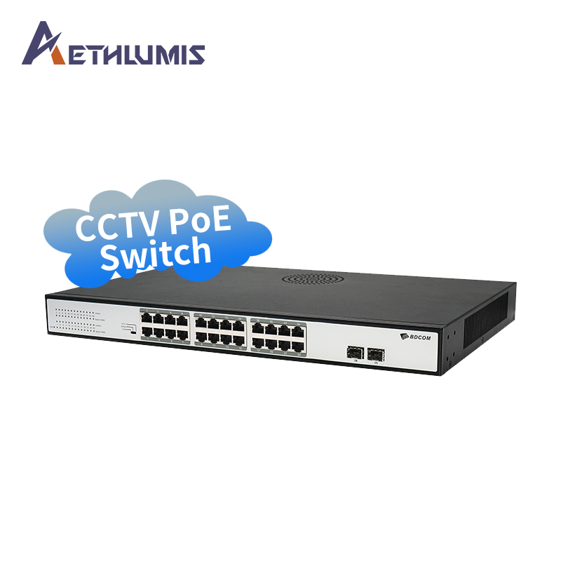 Enterprise Grade 24 Port PoE Switch Gigabit Unmanaged 370W 2 SFP Uplink Stable and Durable Rackmount