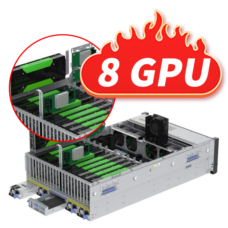 OEM New 4U Rack Server Intel Xeon Gold 6248R*2 8*32GB DDR4 RAM 2*480GB SATA SSD AI 8 GPU Server