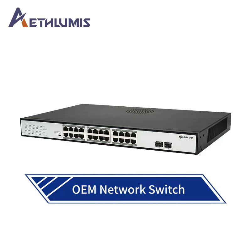 Gigabit Unmanaged 24 Port PoE Switch 370W Power Budget 2 SFP Uplink High Stability Rackmount Installation