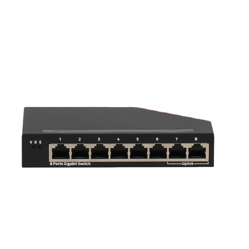 8 Port Gigabit Unmanaged Switch with VLAN Isolation and DIP Switch Metal Housing Desktop Hub 5-12V Power Network Switch