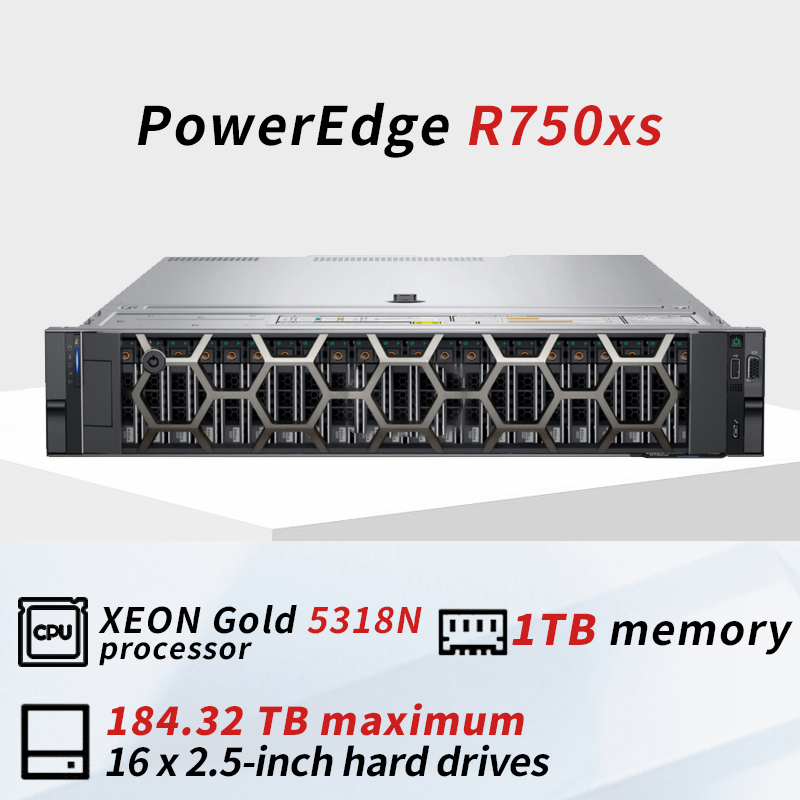 Professional Del PowerEdge R750xs 2U Rack AI Server Computer for Dual Intel Xeon GPU Deep Learning Cloud Virtualization Servers