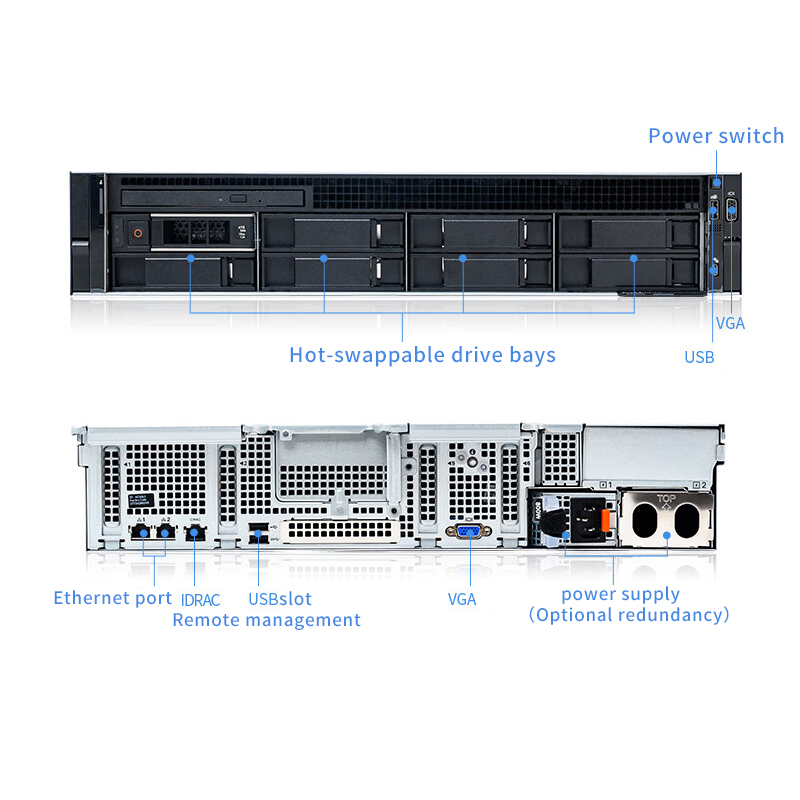 Professional Del PowerEdge R750xs 2U Rack AI Server Computer for Dual Intel Xeon GPU Deep Learning Cloud Virtualization Servers