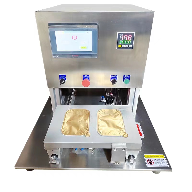 Small Businesses Fast Food Tray Sealing Machine for Square Plastic and Aluminum Containers Gas Nitrogen Flushing Sealer