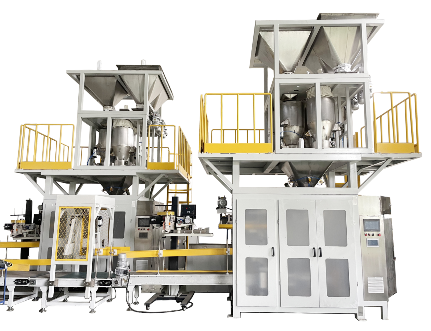 Turnkey Automatic Open-Mouth Bag Packaging Line Factory For 25-50kg Salt Cement Flour Starch Lime Powder Packing Machine