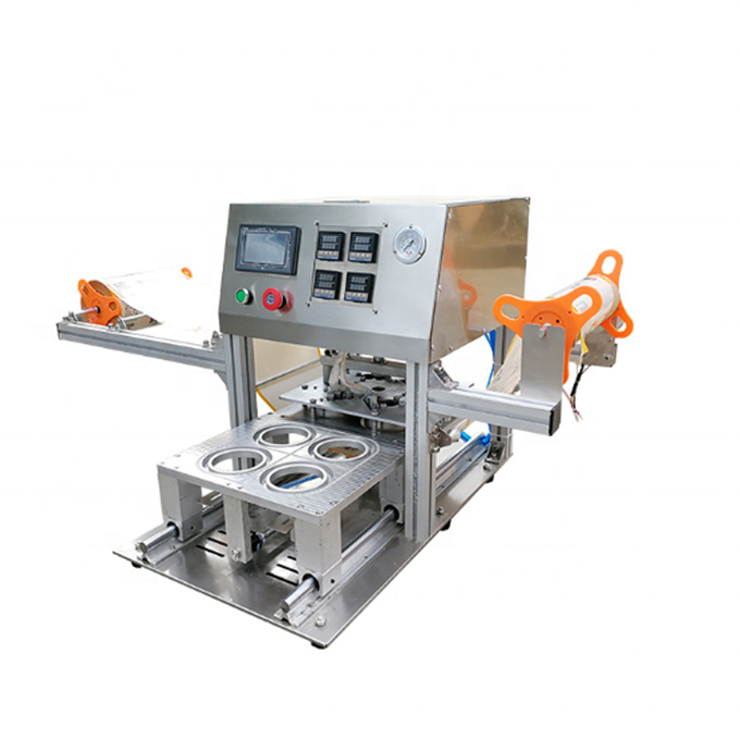 China Manual Boba Tea Cup Sealing Machine 4 Cup Sealing Machine for Jelly Milk Cup Tray Sealer