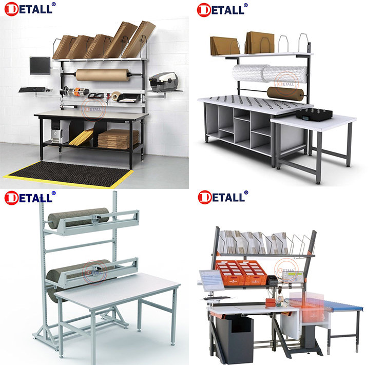 Packing station packaging table options