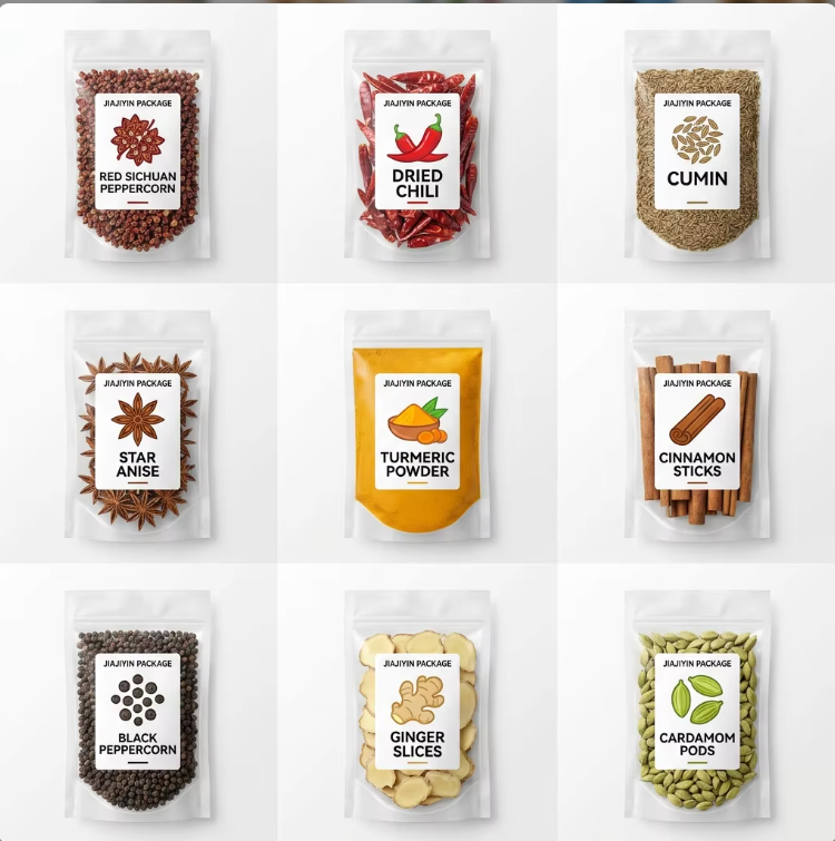 Custom Logo Spice Packaging Bag, Stand Up Pouch Opp Bag, Digital Printing , Food Grade Seasoning Pouch