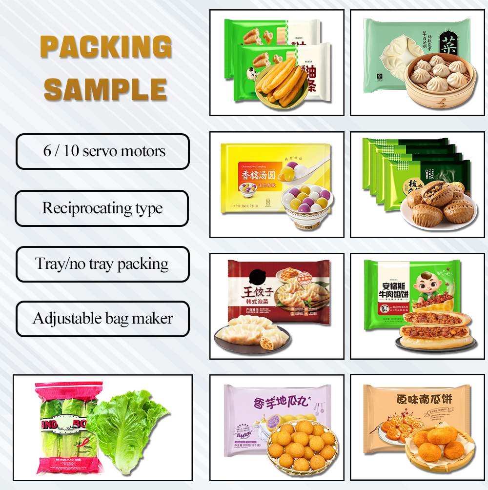 Horizontal Pillow Burger Bun Packing Machine Flow Pack Film Wrapping Sealing Line