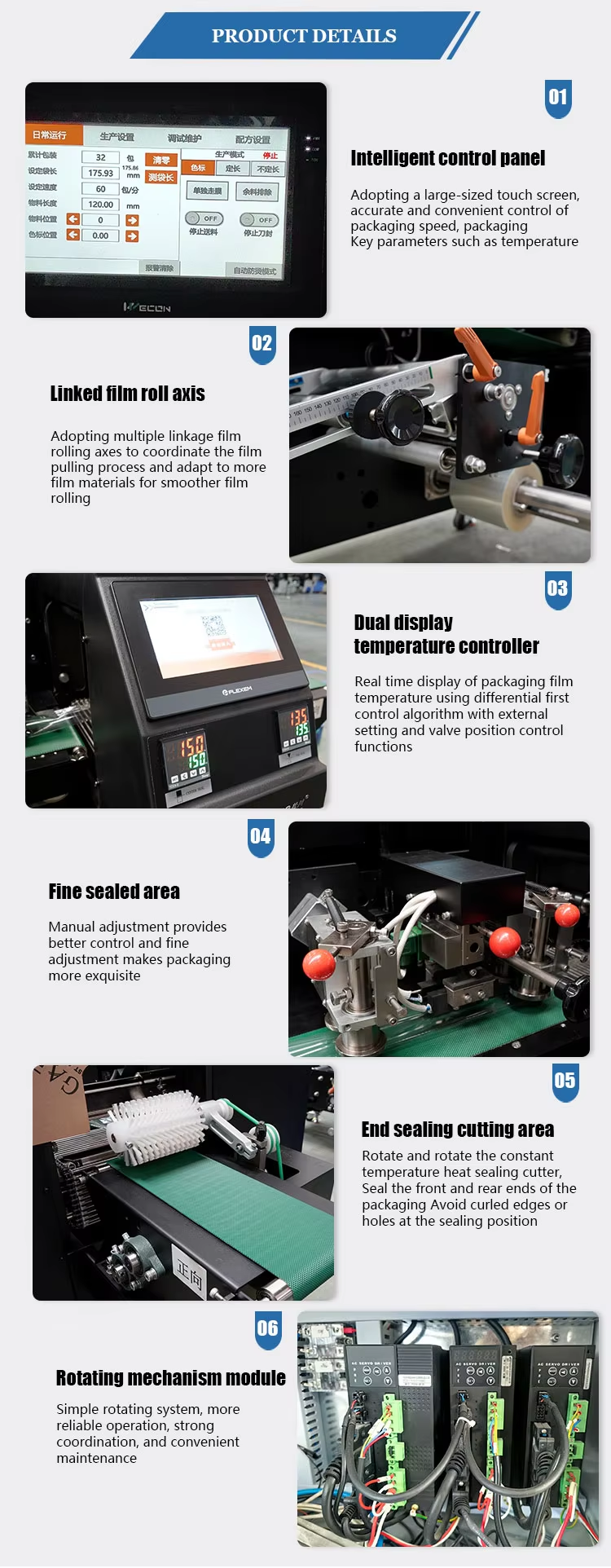 SZ-180 Automatic Horizontal Multi-Function Pillow Flow Pack Machine Detail 2