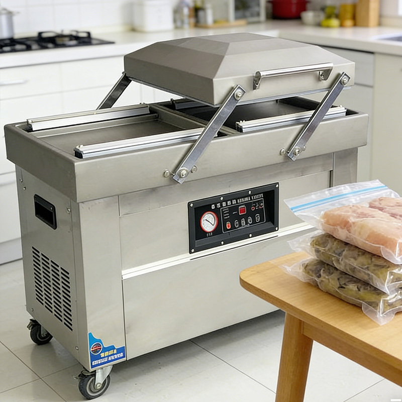 400P Store High-Efficiency Dual Chamber Vacuum Packing Machine, Commercial Fresh Food Sealer, Simple Operation