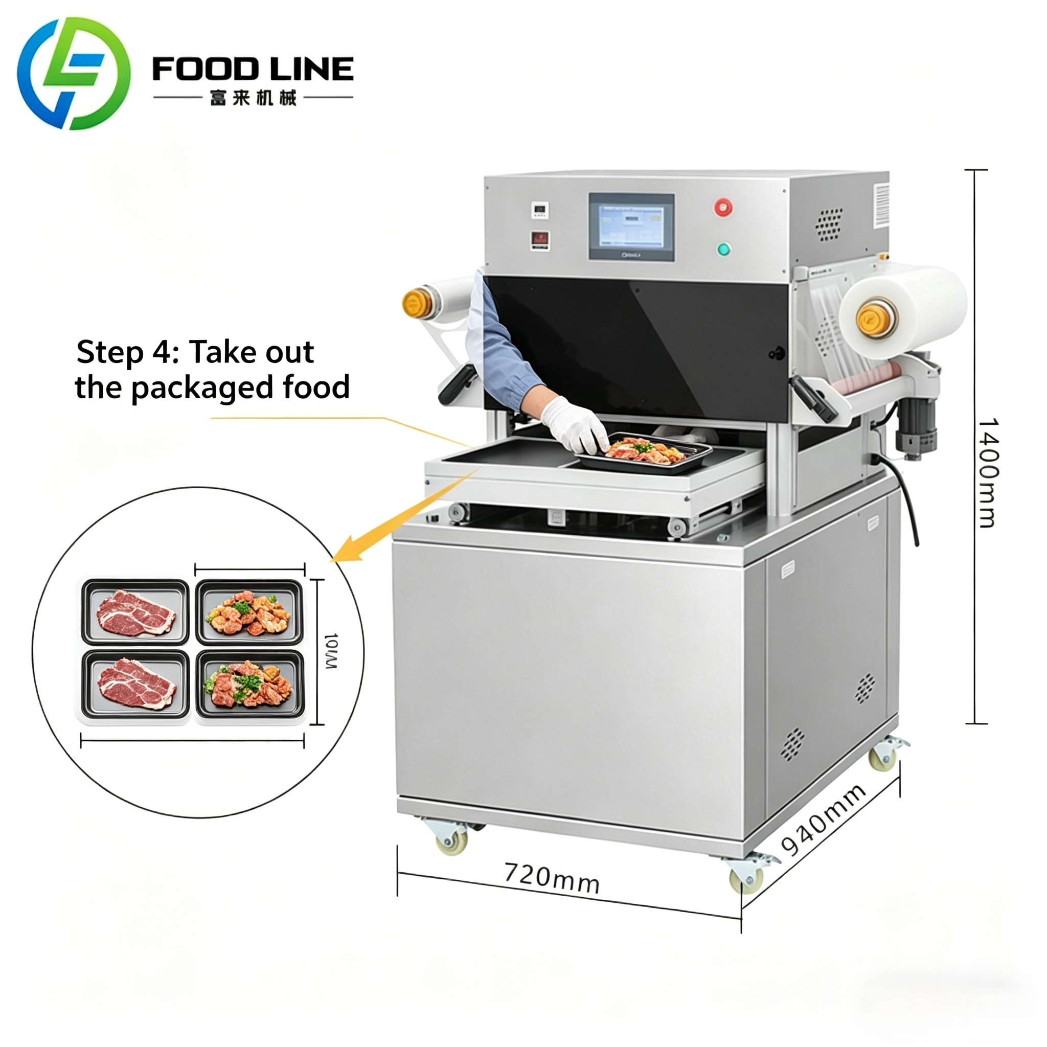 MAP Tray Sealer Automatic Modified Atmosphere Packaging Machine