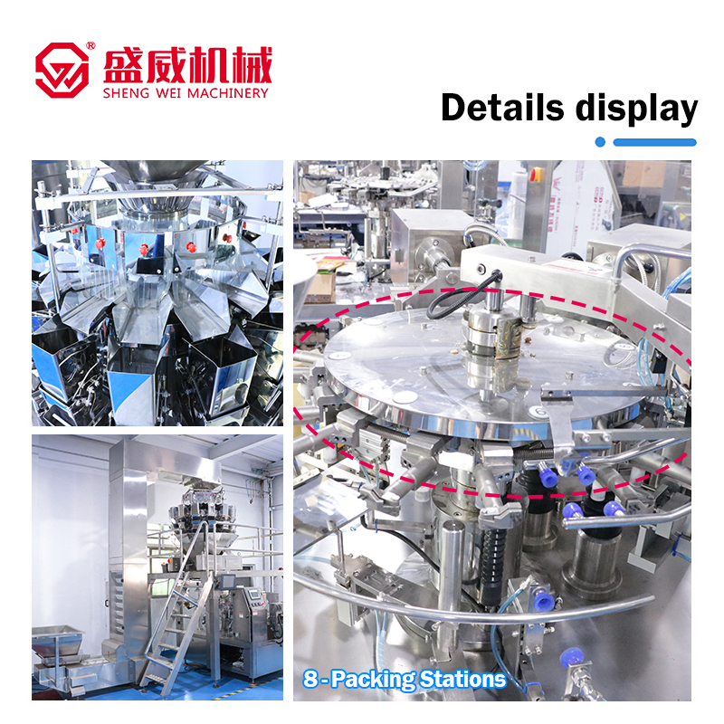 Automatic Granule Nuts Multihead Weigher Weighing Stand up Pouch Packing Doypack Premade Bag Multi-Function Packaging Machines