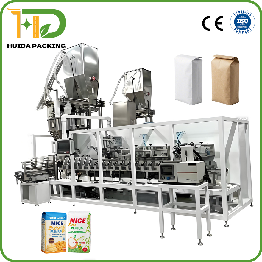 1-5kg Flour Kraft Paper High-Speed Brick Bag Packing/Packaging Machinery Manufacturer Automatic Bagging Machine with Auger Filler for for Wheat &amp; Maize Powder