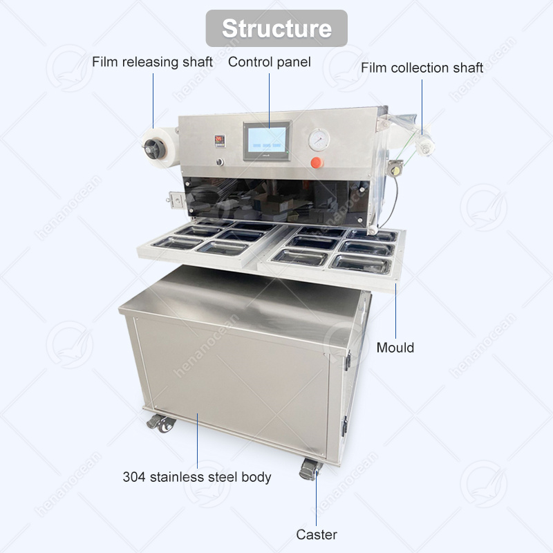OCEAN Semi Automatic Food Skin Tray Package Seal Chocolate Vacuum Pack Machine With Modified Atmosphere