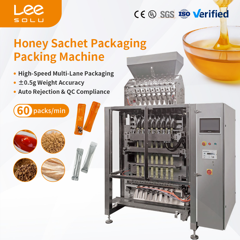 Fully Automatic High Speed Honey Sachet Packaging Matcha Powder Stick Pouch Filling Forming Wrapping Sealing Multi Lane Machine