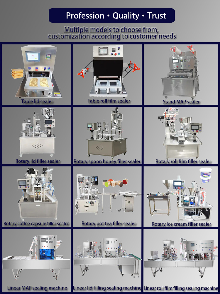 Small Businesses Fast Food Tray Sealing Machine for Square Plastic and Aluminum Containers Gas Nitrogen Flushing Sealer