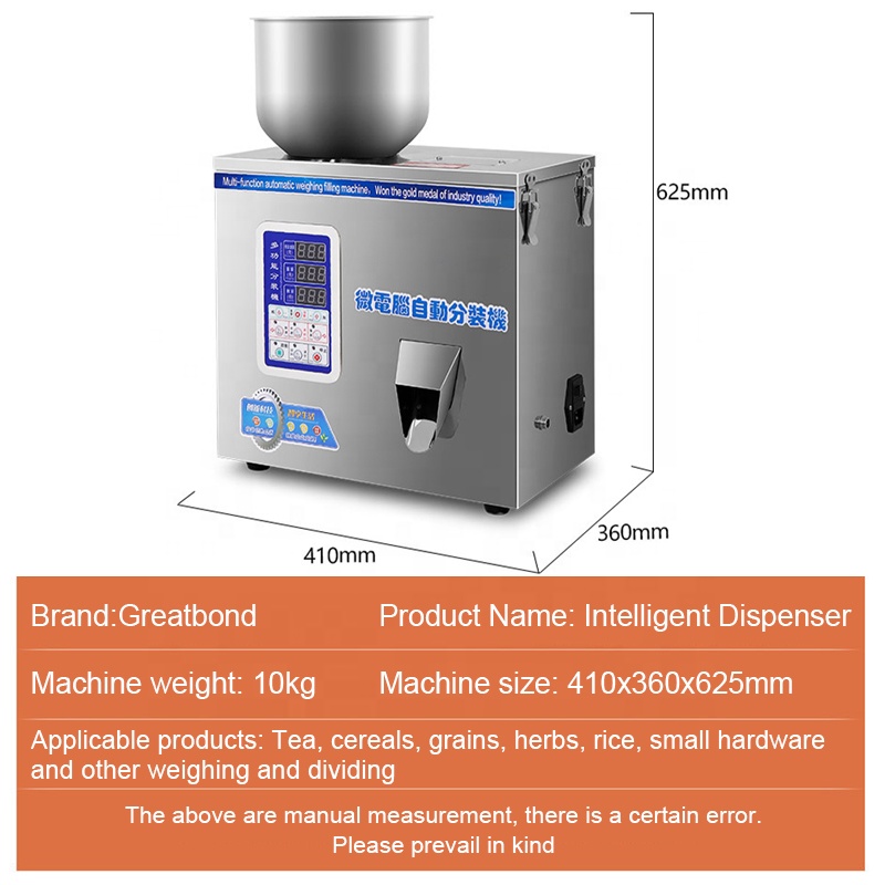 Factory Price Customize Table Top Electric Polybag Corn Flour Chocolate Bean Multi-function Tea Granules Powder Filling Machine