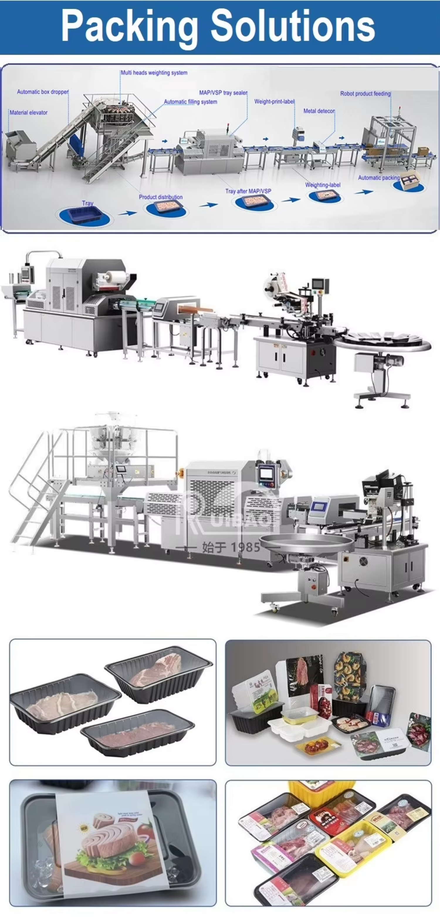 Linear Automatic Tray Sealer Line Lettuce Modified Atmosphere Packaging Machine for Vegetables and Fruits