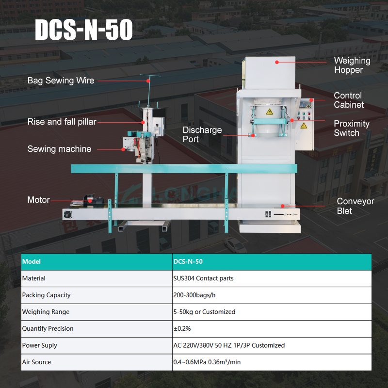 50kg Granule Packing Machine Corrosive Material Quantitative Particle Quantitative Bagging Scale With Sewing
