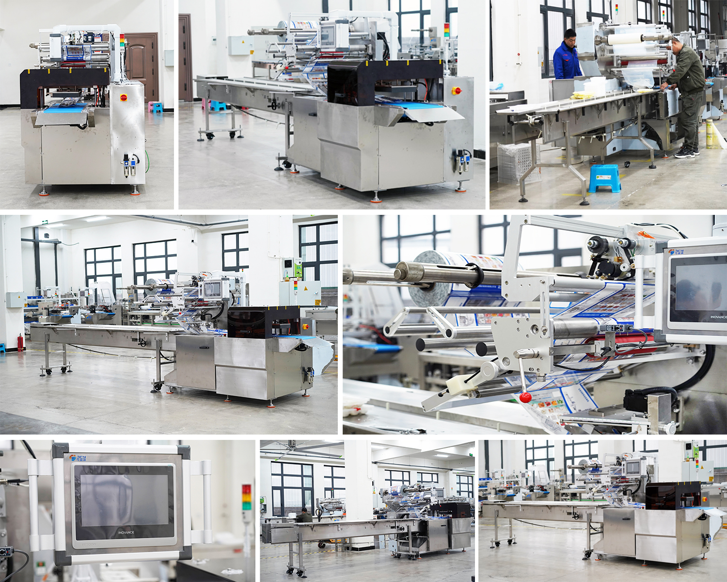 Horizontal Pillow Burger Bun Packing Machine Flow Pack Film Wrapping Sealing Line