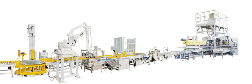 Fully Automatic Open Mouth Heavy Big PP Woven/Kraft Paper Bag Bagging Packing Packaging Line Detail
