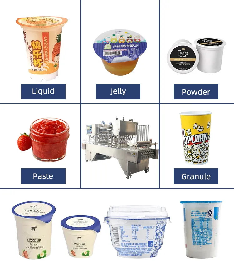 Automatic New Design Sealer Plastic Yoghurt Jelly Cup Filling Sealing Machine Factory