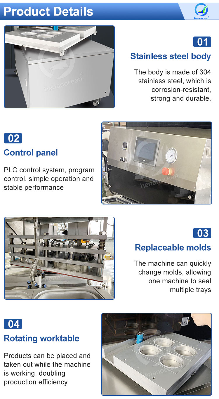 OCEAN Tray Seal Nitrogen Gas Flush Injection Vacuum Sealer Food Fruit Pack Map Modified Atmosphere Package Machine