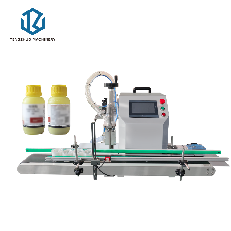 Fully Semi-Automatic Single Head Servo Liquid Jelly Honey Juice Filling Machine With Conveyor Belt