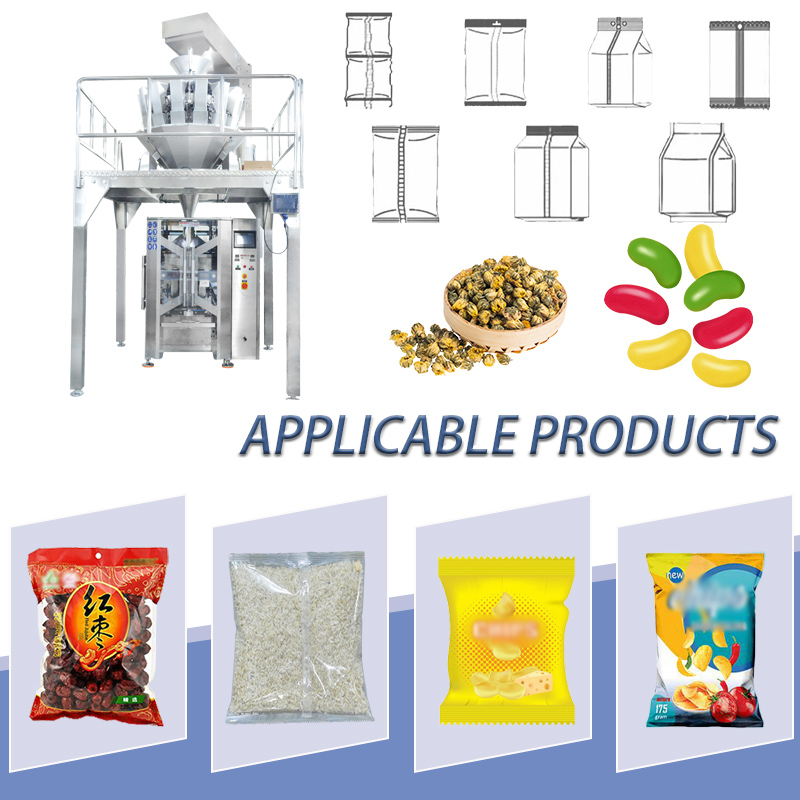 Automatic VFFS Granule Packing Machine With Electronic Scale Weigher 10g-10kg Packaging Machine For Candy Rice Nuts Snacks