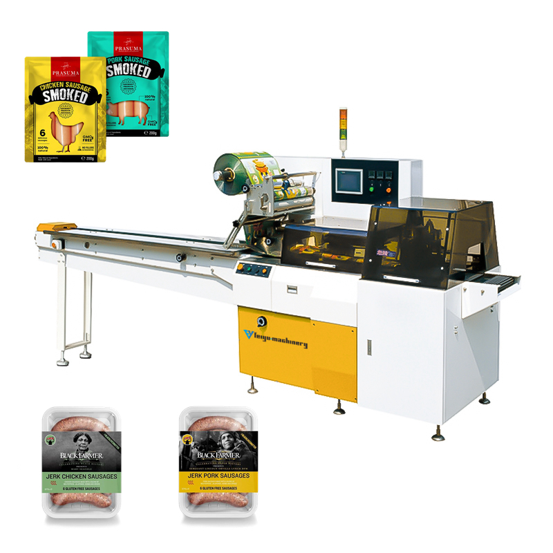 Automatic Sausage Packaging Machine Horizontal Sausage Flow Wrapper Packing Machine by Feiyu Machinery