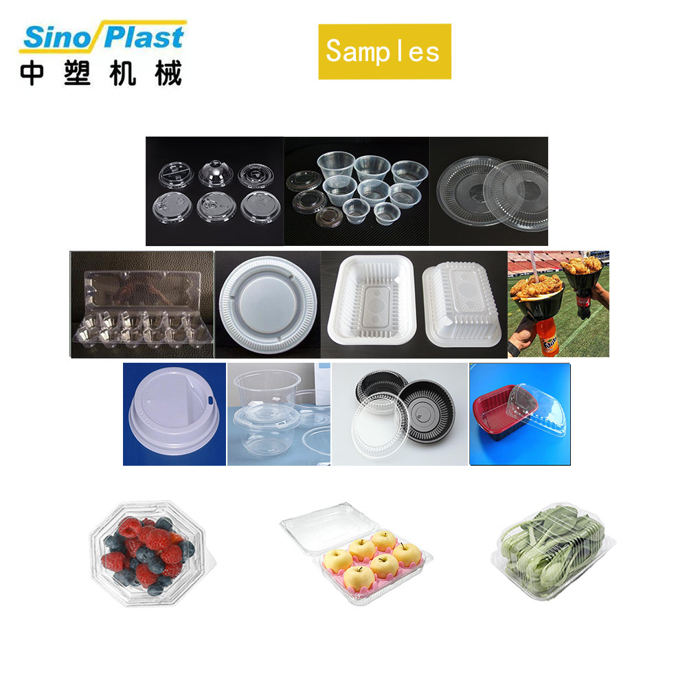 Fully Automatic Four Station Thermoforming Machine for PS PP PET PVC Bi-Color Food Trays Salad Clamshell Motor Pump High