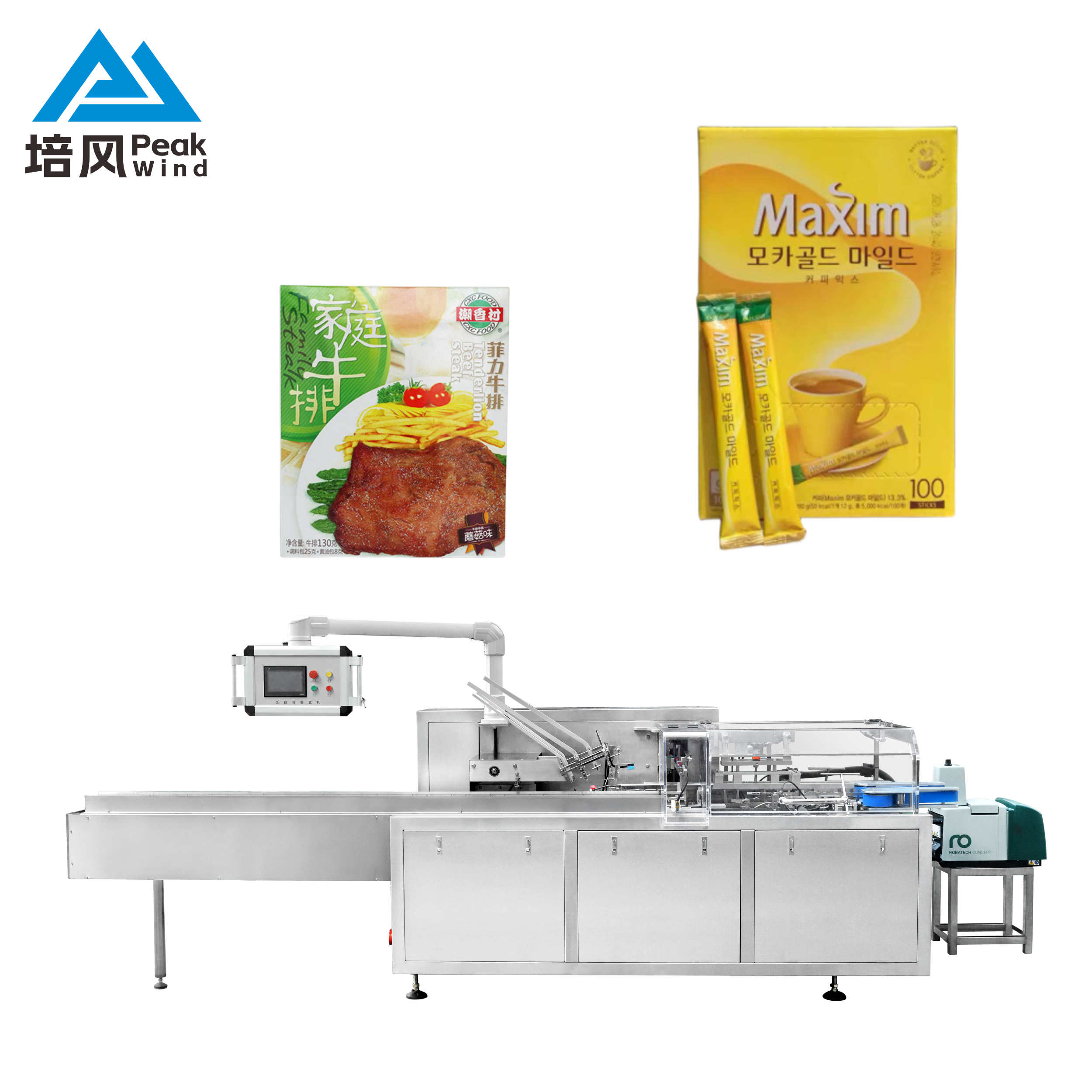 factory hot sale high speed Automatic Cartooning Machine for multi sachets, steaks ,tea bags packaging into cartons