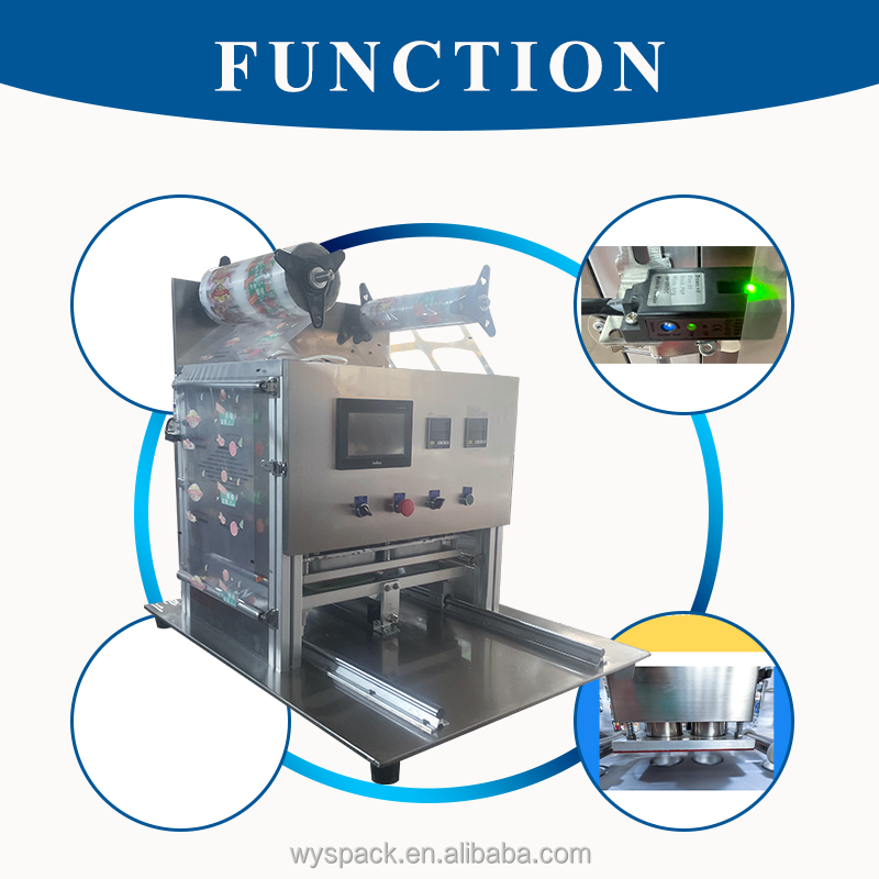 Small Businesses Fast Food Tray Sealing Machine for Square Plastic and Aluminum Containers Gas Nitrogen Flushing Sealer