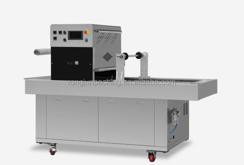 RYQW760-V Model Continuous Modified Atmosphere Packaging Machine with Date Printer Square Box Labelling Machine Case Packaging